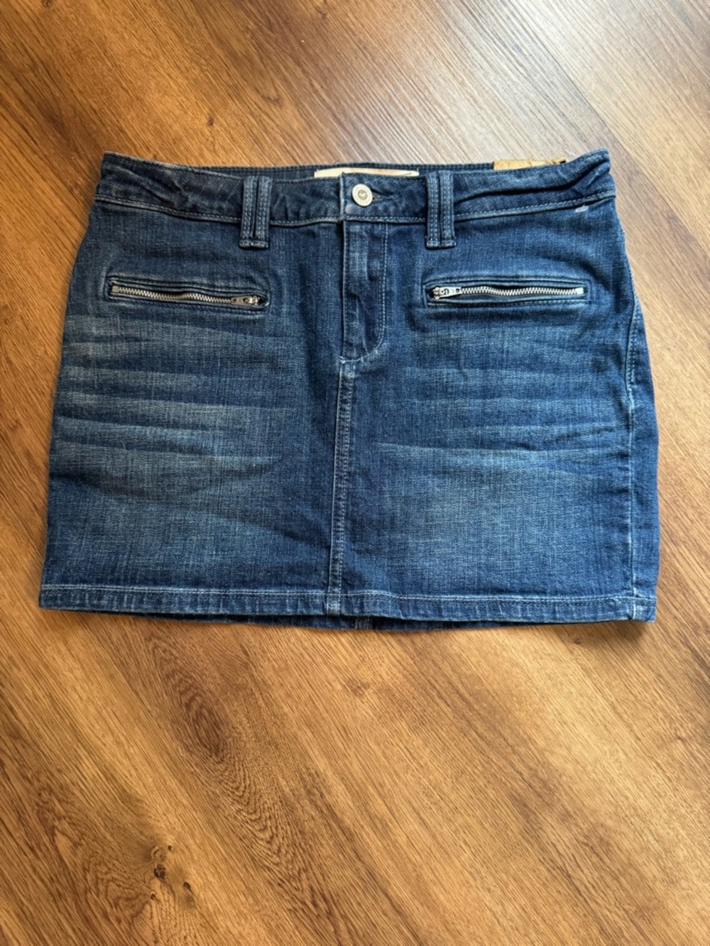 Hollister Dark Blue Denim Mini Skirt with Zip Detail